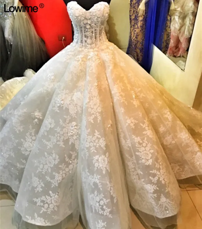 

Lowime Noble Sweetheart Ball Gown Bridal Gowns Sleeveless Floor Length Wedding Dresses 2018 vestidos de noiva
