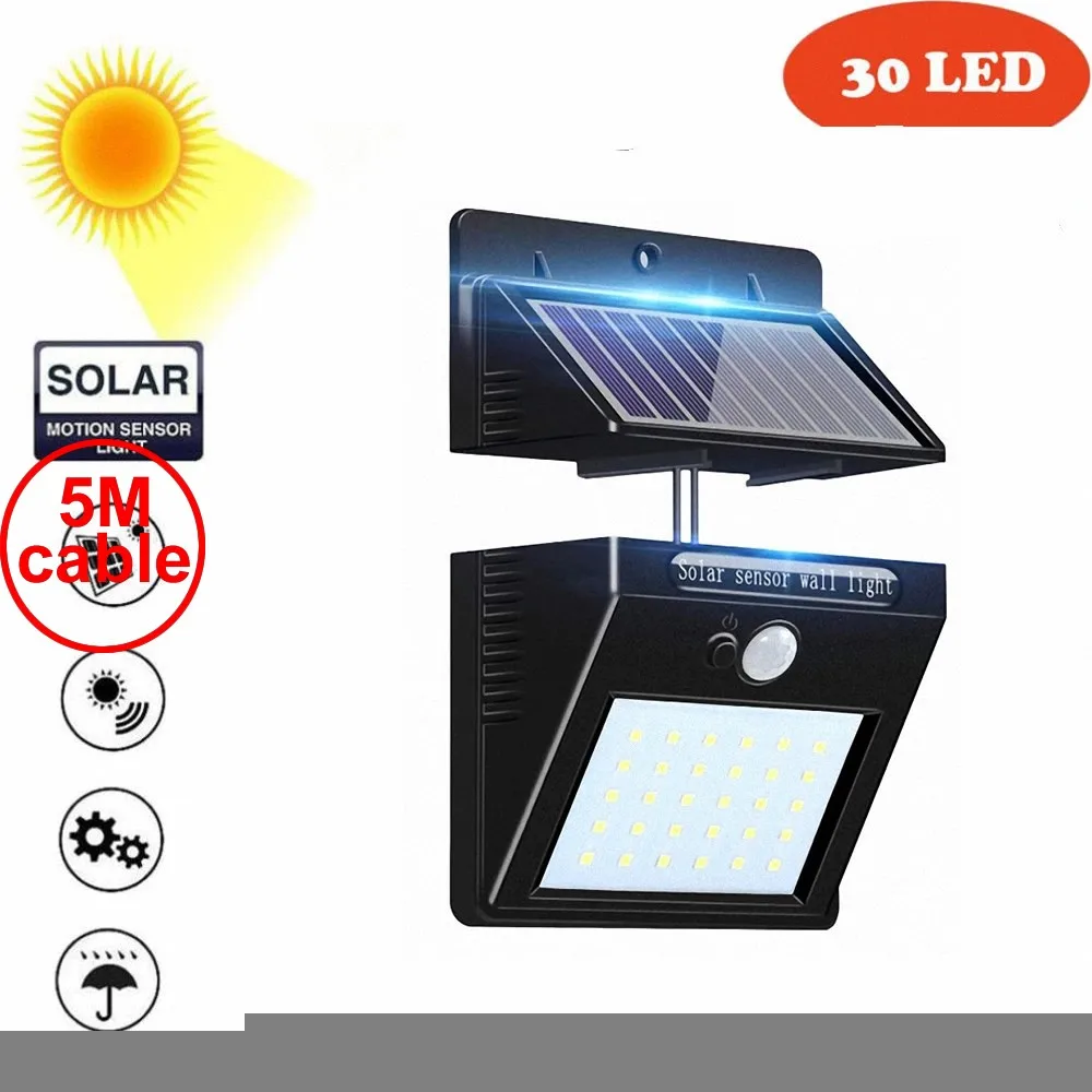 30 светодиодов солнечный свет светодиодная лампа разделенная панель