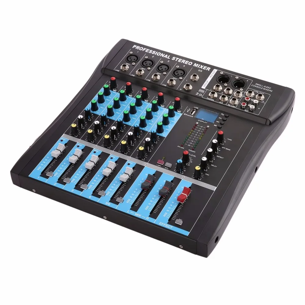 CT6 6 канальный профессиональный стерео микшер Live Аудио Звуковая консоль вокальный эффект процессор с 4-CH моно и 2-CH стерео вход Горячий