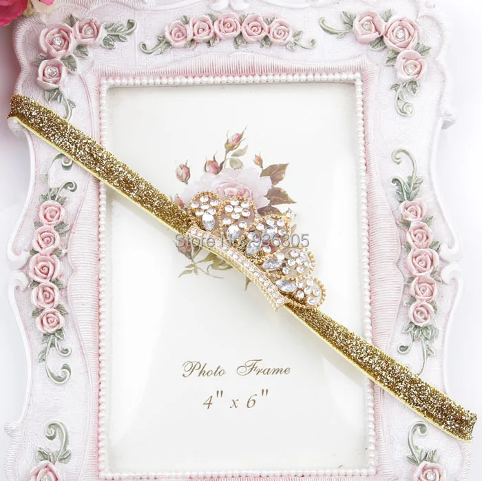 Newborn Bebes Gold Silver color Tiara with Elastic Headbands Baby girls Crystal Diamond Crown hairbands Children headwear | Детская