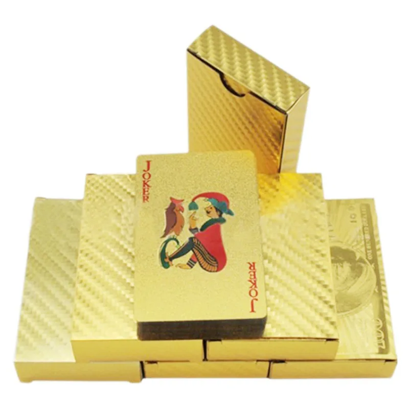 One Deck Gold Foil Poker Euros Style Plastic Playing Cards ollectible waterproof gold foil beautiful playing car | Спорт и