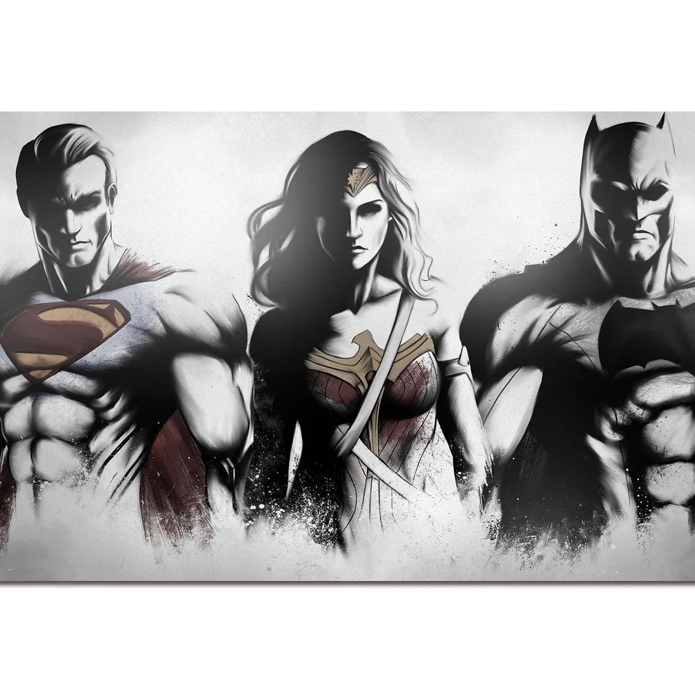 Комический супергерой DC плакат Супермен Bathman Wonder Woman Art шелковая принтованная