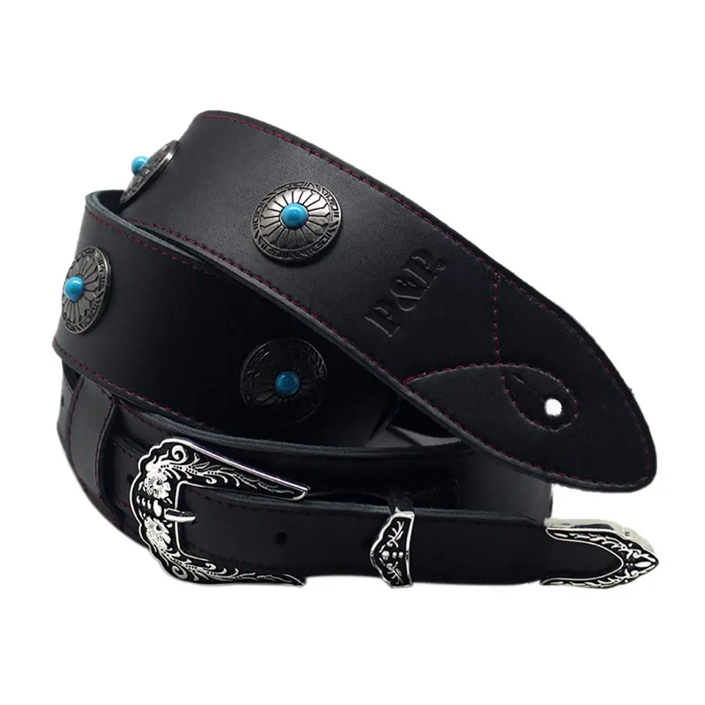 

High Quality Genuine Leather Guitar Harness Metal Classic Strap Bass Musical Instrument Accessory