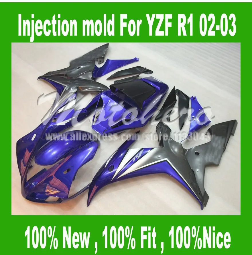 

100%Fit Injection fairings for Yamaha YZF R1 2002 2003 YZF R1 02 03 YZF1000 R1 YZF-R1 02-03 fairing kits Black black #29U66