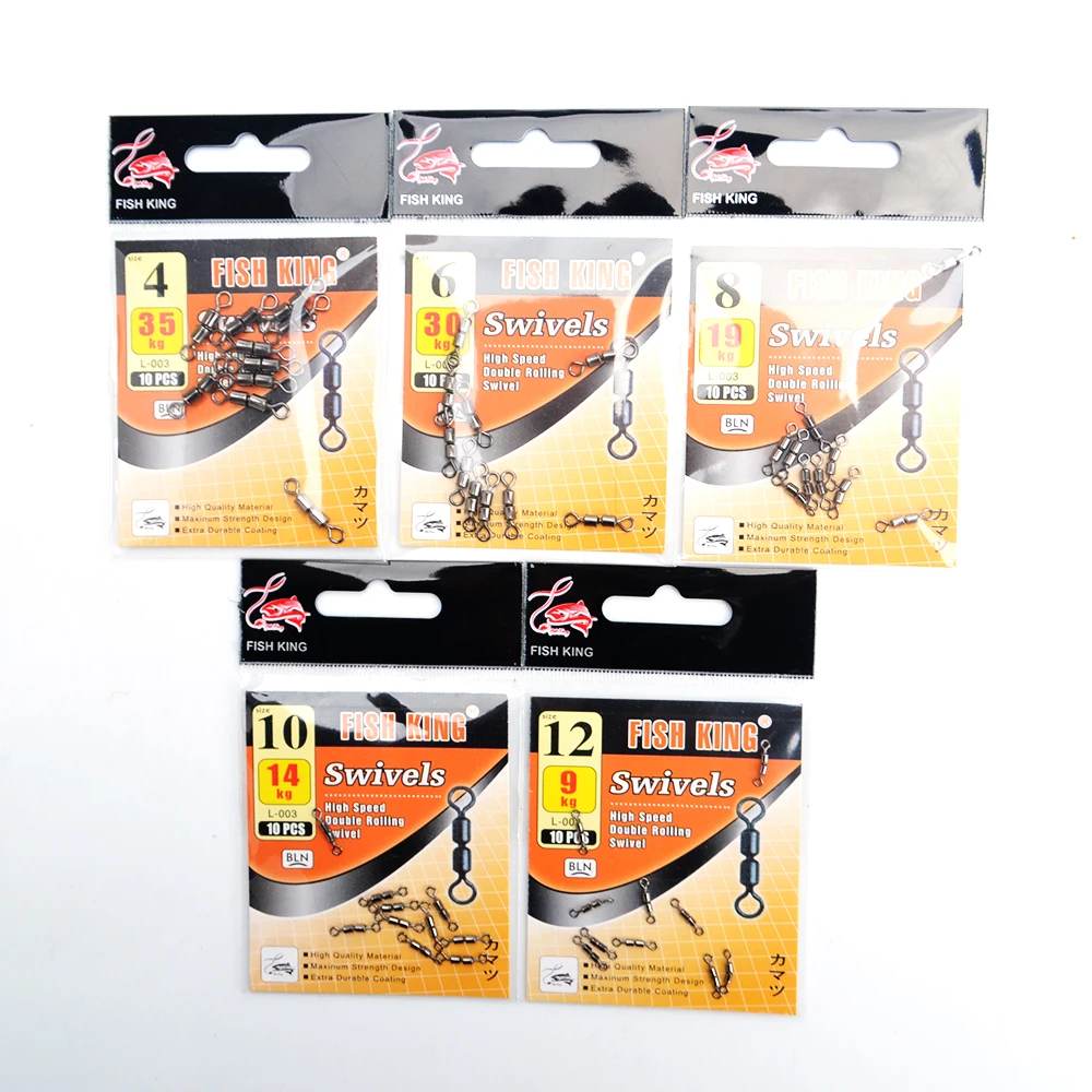 FISH KING 10 шт./лот 3 упаковки 4 #-12 # для рыбалки высокая скорость двойная качения