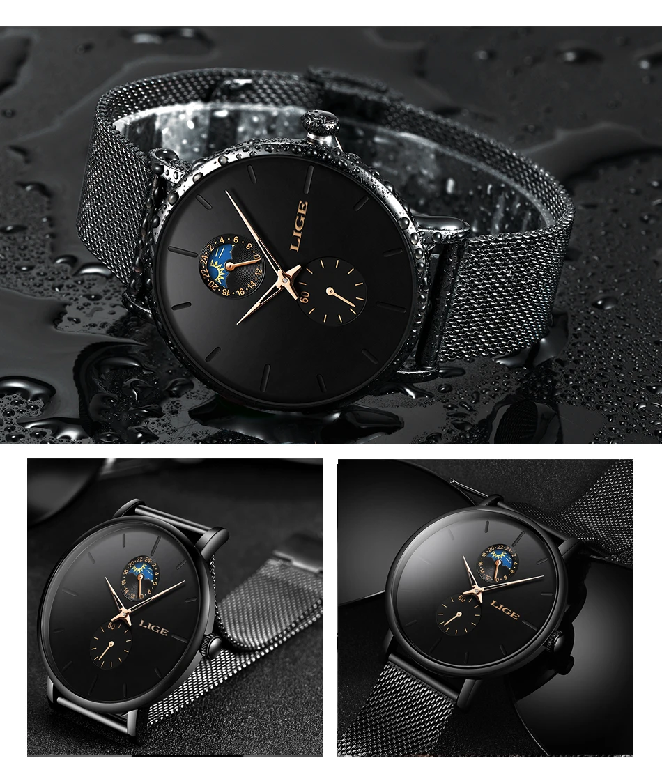 LIGE Fashion Casual Mens Watches Waterproof Analogue Sports Fashion Casual Mens Watches Waterproof Analogue Sports Wristwatches