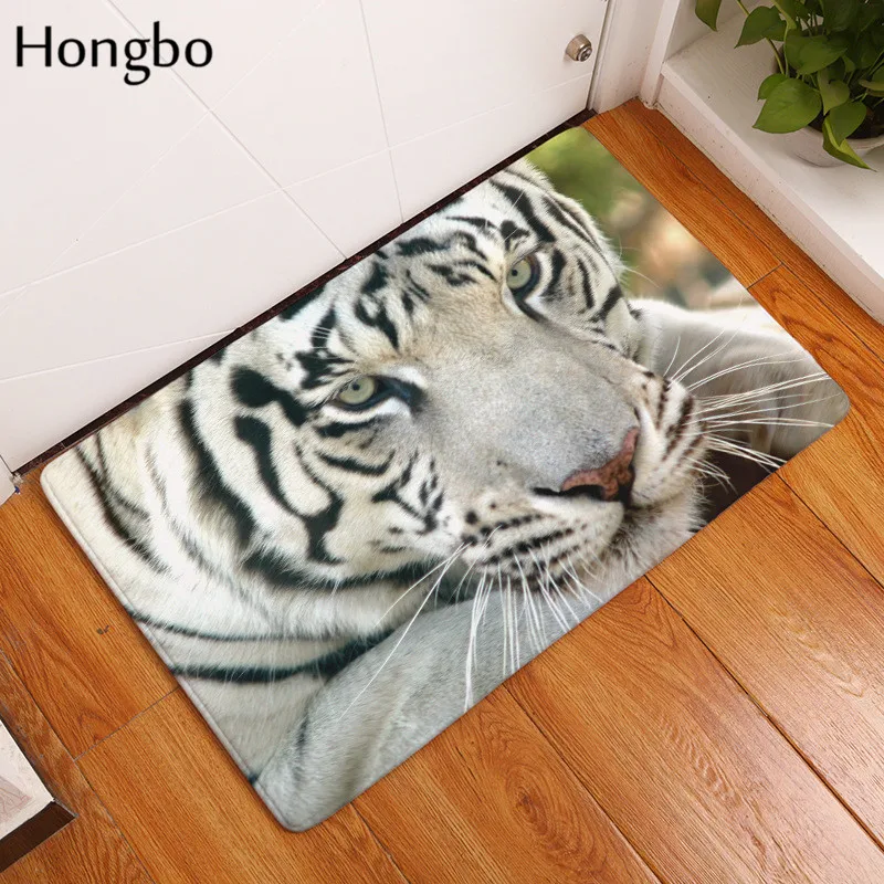 Hongbo напольный коврик для прихожей фланель Добро пожаловать коврик у входной двери Противоскользящий впитывающий влагу коврик тигр животные печатные