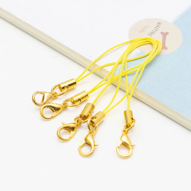 light yellow Чехол для мобильного телефона REGELIN, ремешок Лариат, Золотая застежка-карабин, шнур для сотового телефона, Брелок Талисман, кольцо для самостоятельной сборки - Color: light yellow