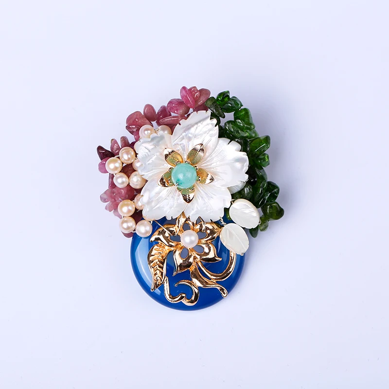 JIUDUO Wholesale Natural Stone Flower Brooches Unique Clothing For Women | Украшения и аксессуары