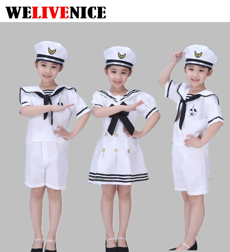 

Baby Girl Dress Girls Summer 2017 Style White Blue Navy Stripe Bow Dresses Girl Sailor Clothes Cosplay Costume 71415