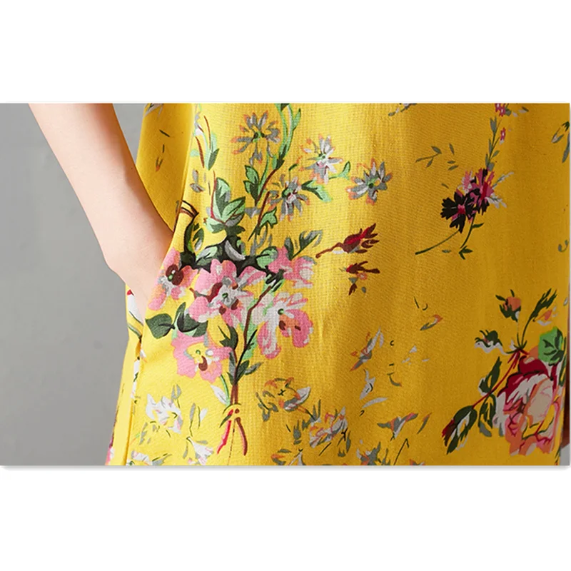 

Women Summer Ladies Floral Printed Short Sleeve Dress Vestidos Cotton Dresses 2019 Plus Size Women Slim Long Dress RE2345