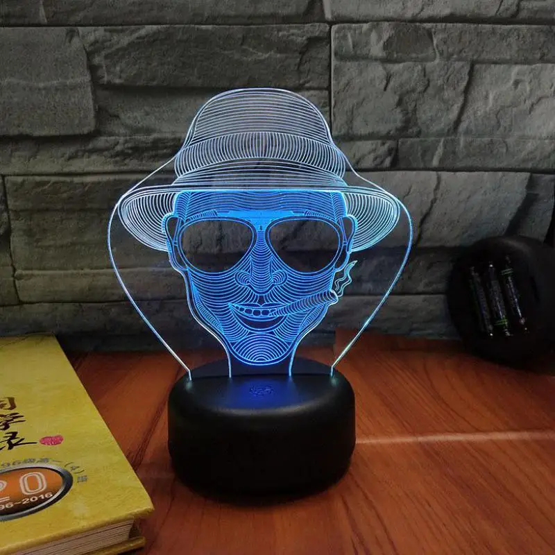 Яркая ковбойская визуальная Ночная 3d лампа креативная семицветная сенсорная