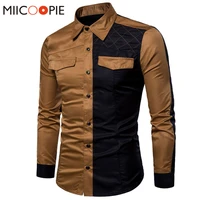 2018 military style men casual shirts spring top quality cotton patchwork color shirt classic breathable brand dress shirts xxxl
