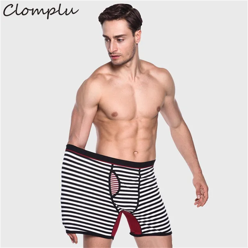 Clomplu 8pcs  Men's Panties Boxer Men Underwear Breathable Underpants Stripe Pattern Cotton Spandex Male Panties Plus Size S-6XL