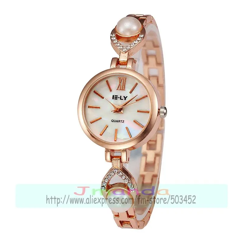 100 шт./лот E-LY 025 модные элегантные женские часы-браслет с жемчугом и кристаллами