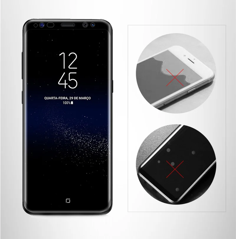 Полное покрытие Защитная пленка закаленное Стекло для Samsung Galaxy S6 S7 край S8 S9 плюс A5