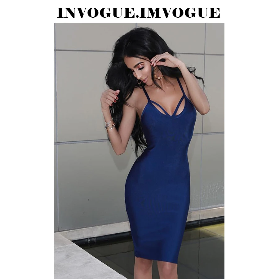 INVOGUE. IMVOGUE Новое поступление однотонное сексуальное платье до колена с v-образным