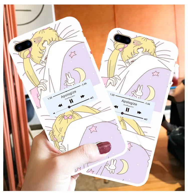 

Kawaii anime Player Sailor Moon phone case for iPhone cover XS Max X beauty girls case silicon for coque iphone 8 plus 7 6s plus