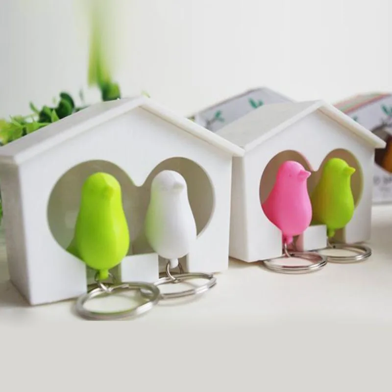 Милый двойной скворечник украшение птица свисток ключ сумка с ручками-цепочками