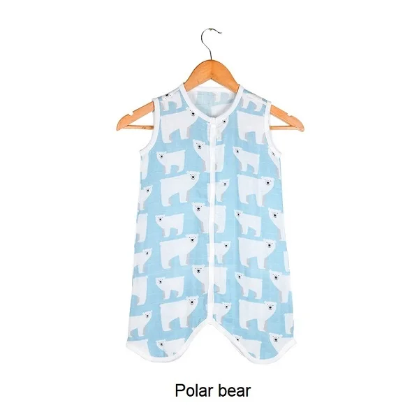 Polar bear Детский спальный мешок из муслина, хлопковый спальный мешок без рукавов, летний мягкий милый детский костюм для детей, пижамы, спальные мешки для новорожденных - Цвет: Polar bear