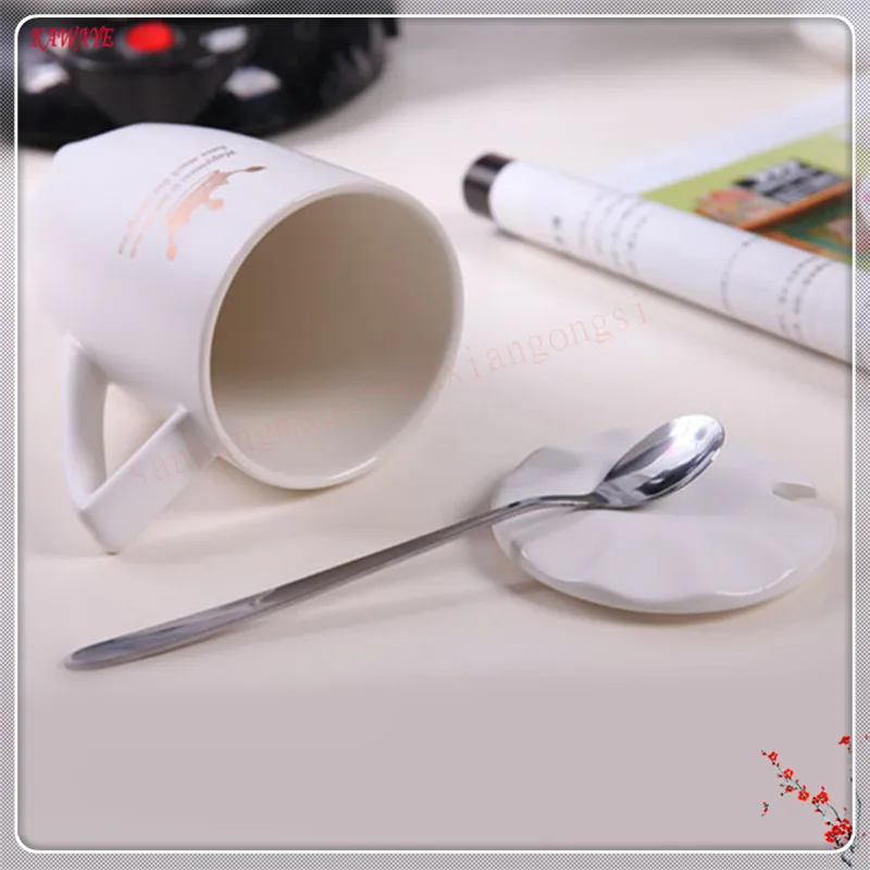 1 компл. творческая личность Керамика чашки и крышка ложка завтрак молока чашку