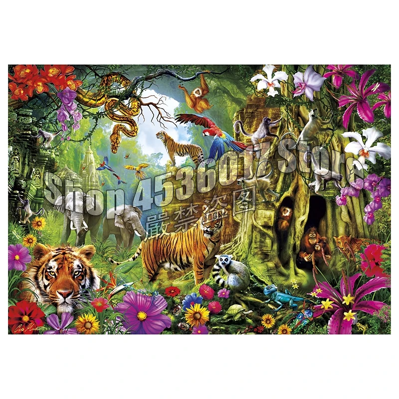 

100% DIY 5D Diamond Mosaic Jungle Animals Lions & Tigers Handmade Diamond Painting Cross Stitch Diamond Embroidery Rhinestones