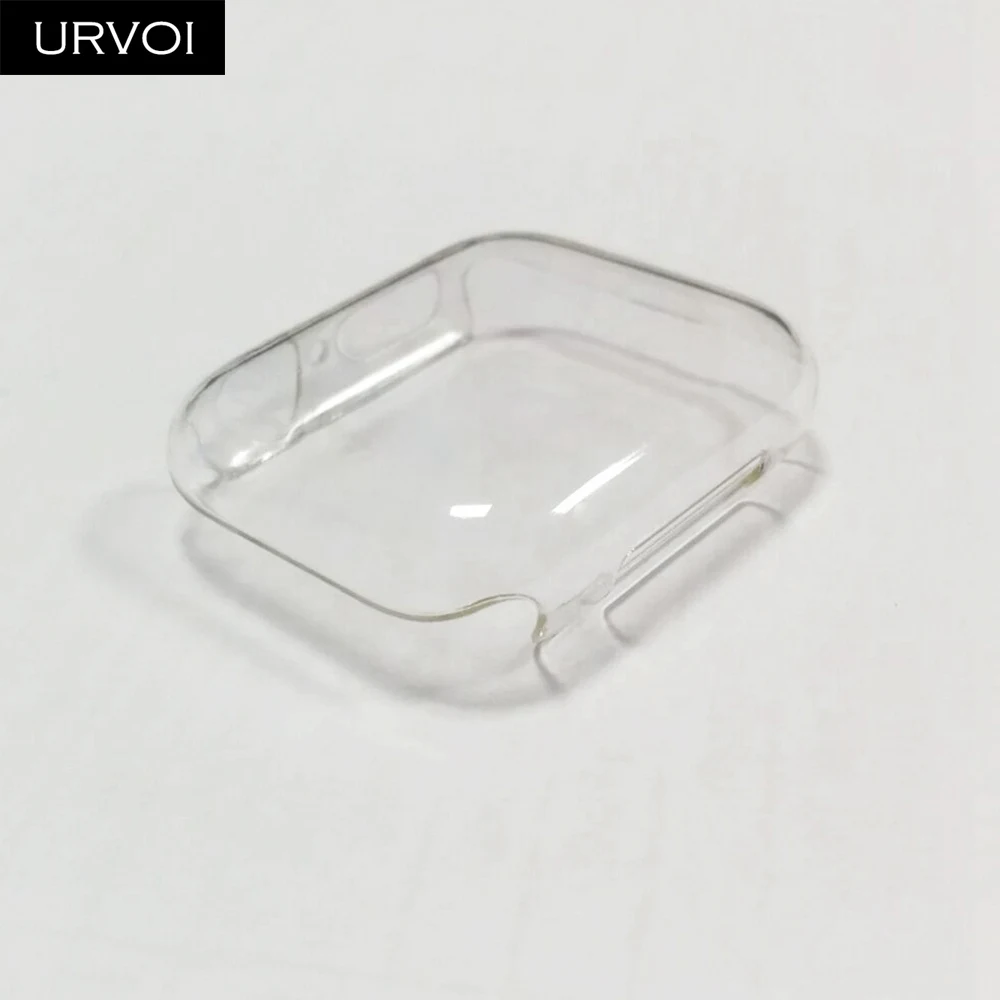 Transparency URVOI Прозрачный чехол для Apple Watch series 54 321 пластиковая крышка протектор экрана для iWatch 38 42 40 44 мм тонкая рамка - Цвет: Transparency