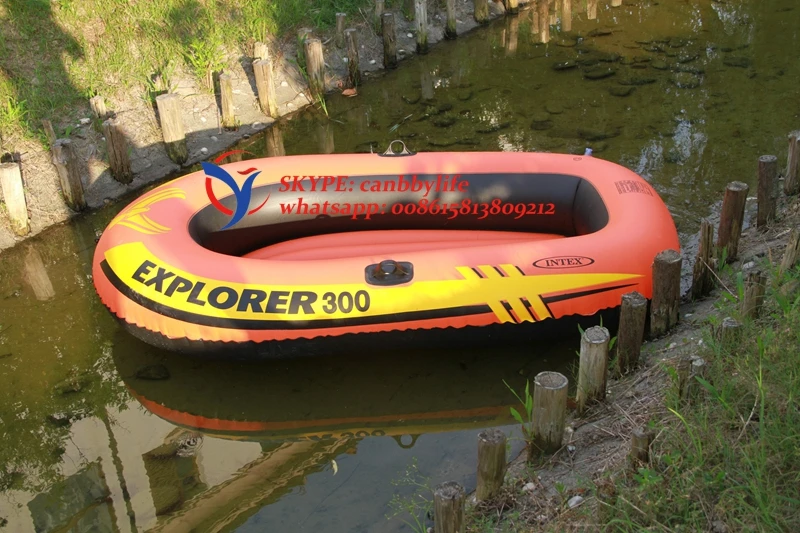 Три человека Intex Explorer 300 надувной плавательный бассейн воды играть гоночная лодка плавающий плот с веслами и насосом