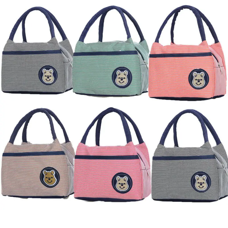 Women Men Cooler Insulated Stripe Picnic Lunch Bag Portable Box for Thermal Food | Дом и сад