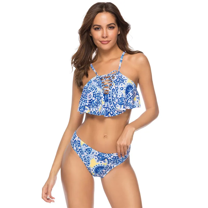 Пикантные Цветочный Принт купальник с заниженной талией 2019 бикини пуш-ап Для