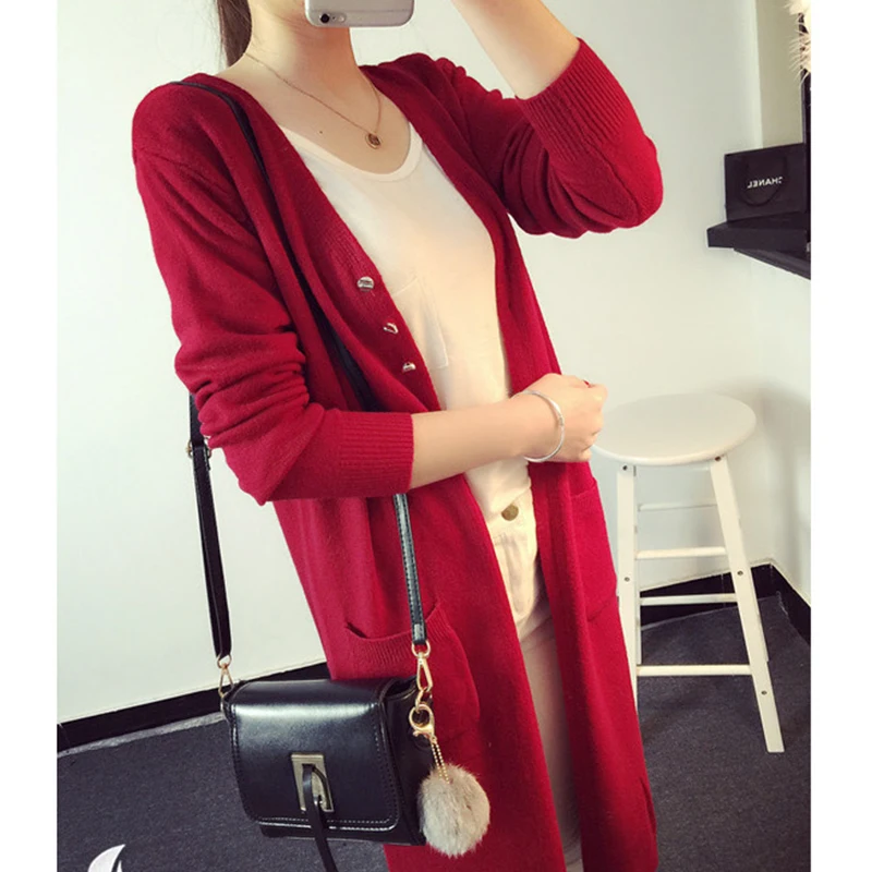 Тонкие осенние женские куртки свитер кардиган Пальто для будущих мам 2017 вязаный