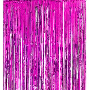 hot pink 3 фута х 8 футов перламутровая металлическая мишура фольга бахрома шторы для фон для фото на вечеринке Свадебный декор - Цвет: hot pink