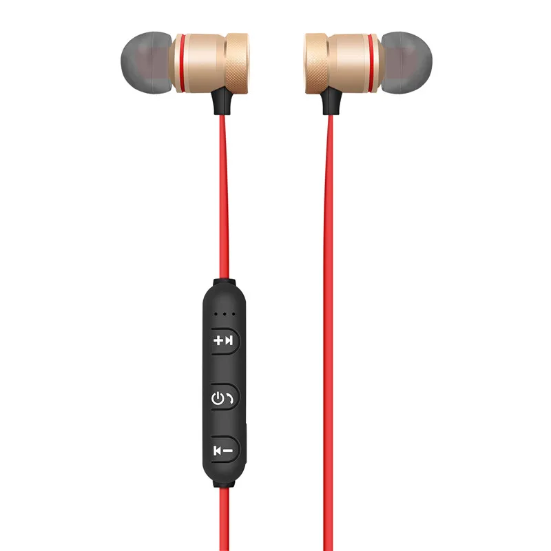 Gold Earphone Bluetooth наушники стерео наушники беспроводные наушники супер бас наушник для Xiaomi iphone 5 6 6s 7 магнитные наушники - Цвет: Gold Earphone