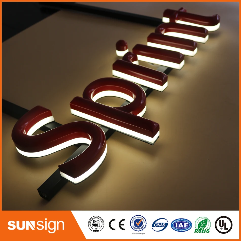Outdoor advertising illuminated 3d led building letter sign
