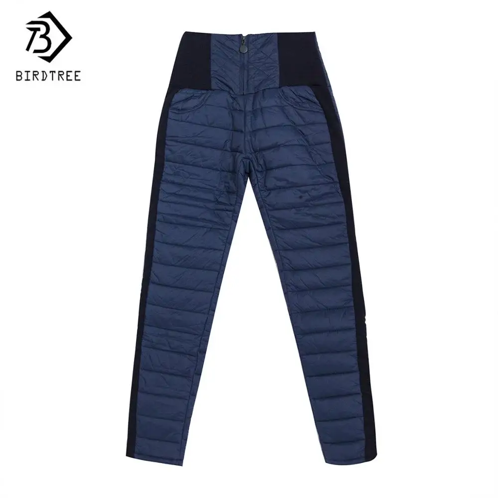 Navyblue Zipper Женские строгие брюки, новая зимняя верхняя одежда с высокой талией, женские модные облегающие теплые плотные пуховые брюки, обтягивающие брюки B6O262R - Цвет: Navyblue Zipper