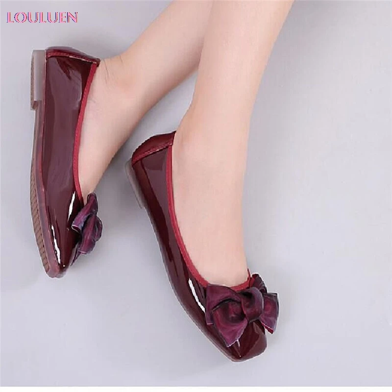 Женские туфли в горошек LOULUEN повседневные на плоской подошве с бантиком большие