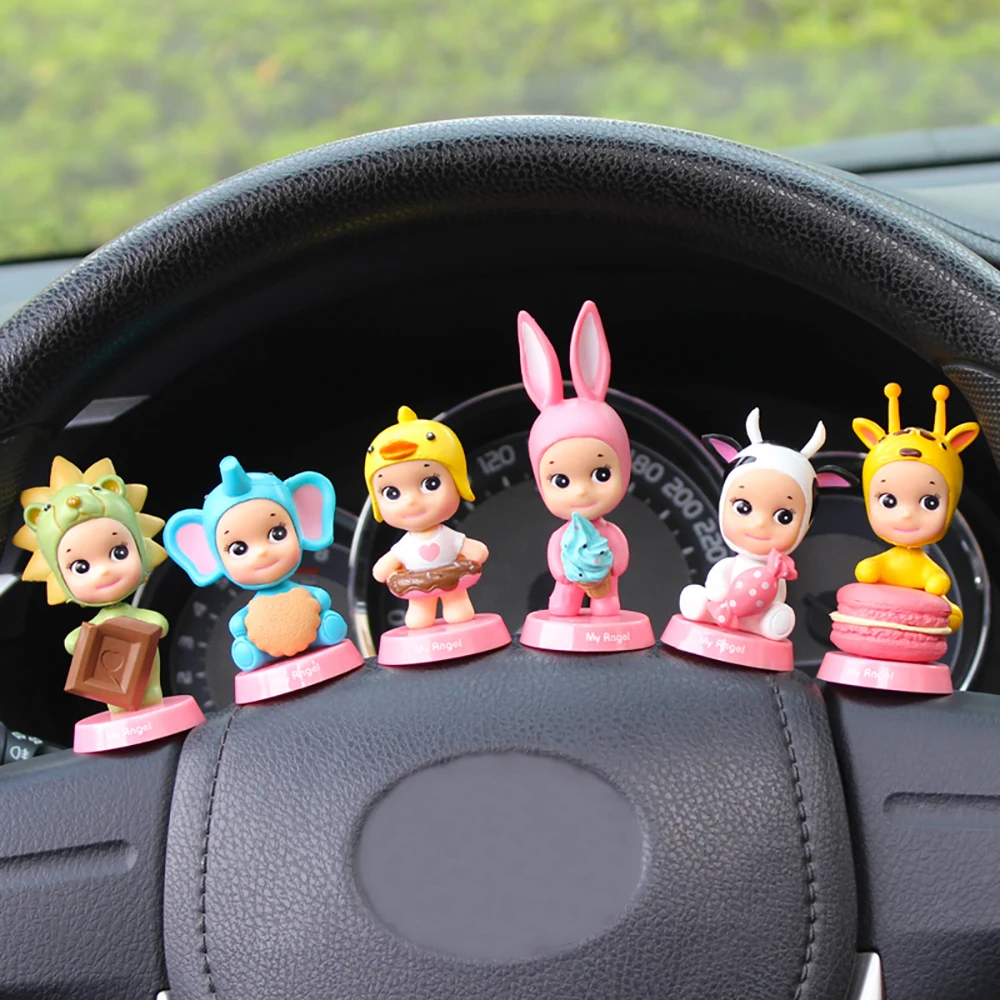 Украшение автомобиля, ПВХ, милый ангел, Детская кукла для украшения, Kawaii, автомобильная приборная панель, качающаяся голова, игрушки, фигурка, детский подарок, домашний интерьер