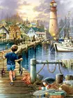 Алмазная живопись 5d с изображением порта, квадратныхкруглых пейзажей, мальчиков, рыбалки, 3D Стразы, украшение для дома