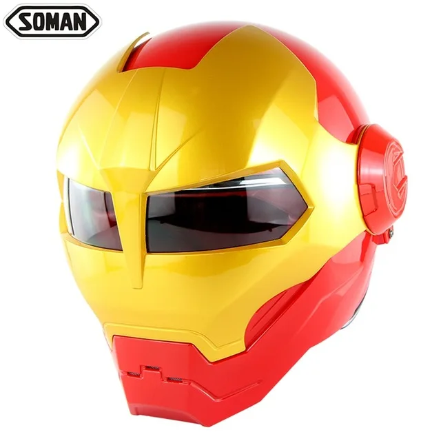 Soman 515 мотоциклетный шлем Железный человек флип-ап Verspa Ironman череп capacetes флип-ап робот КАСКО точка утверждения - Цвет: Темно-серый