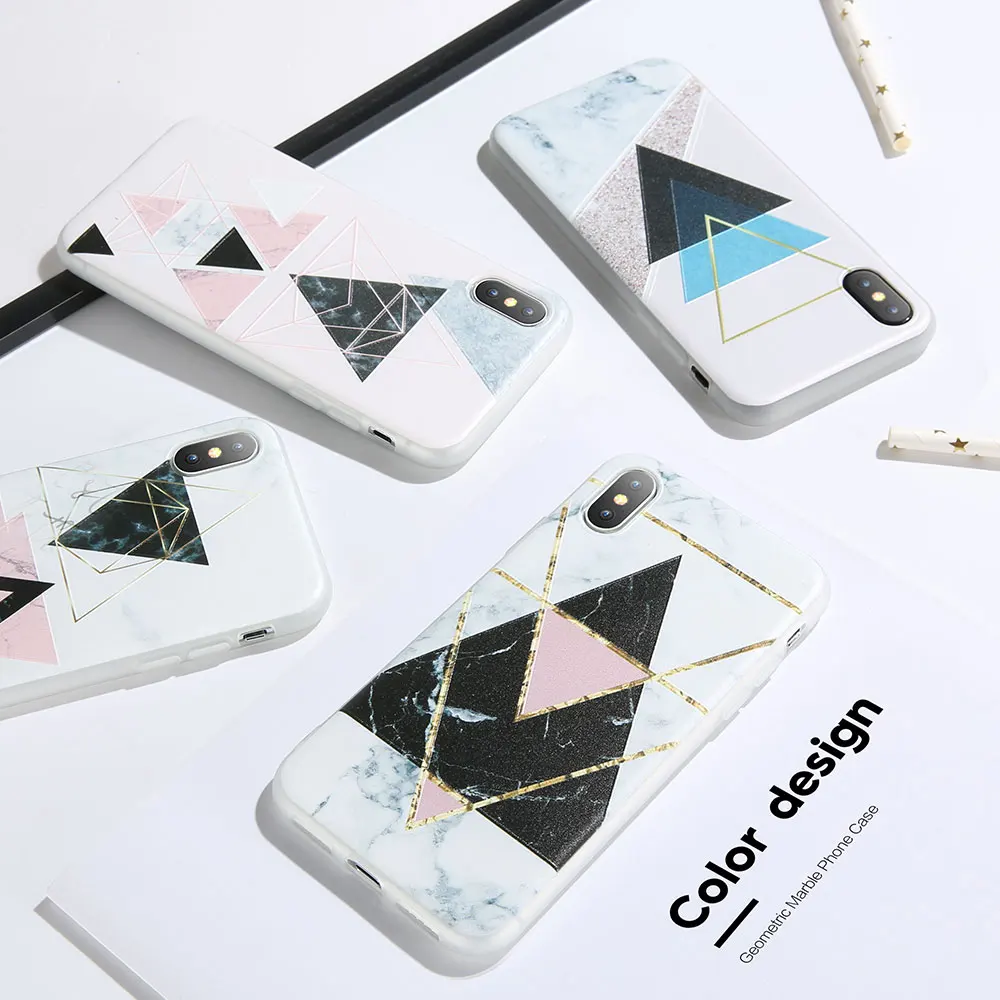 KISSCASE силиконовый чехол для Samsung Galaxy S8 S9 плюс треугольная Геометрия Мрамор A7 A6 A5 J3 J5