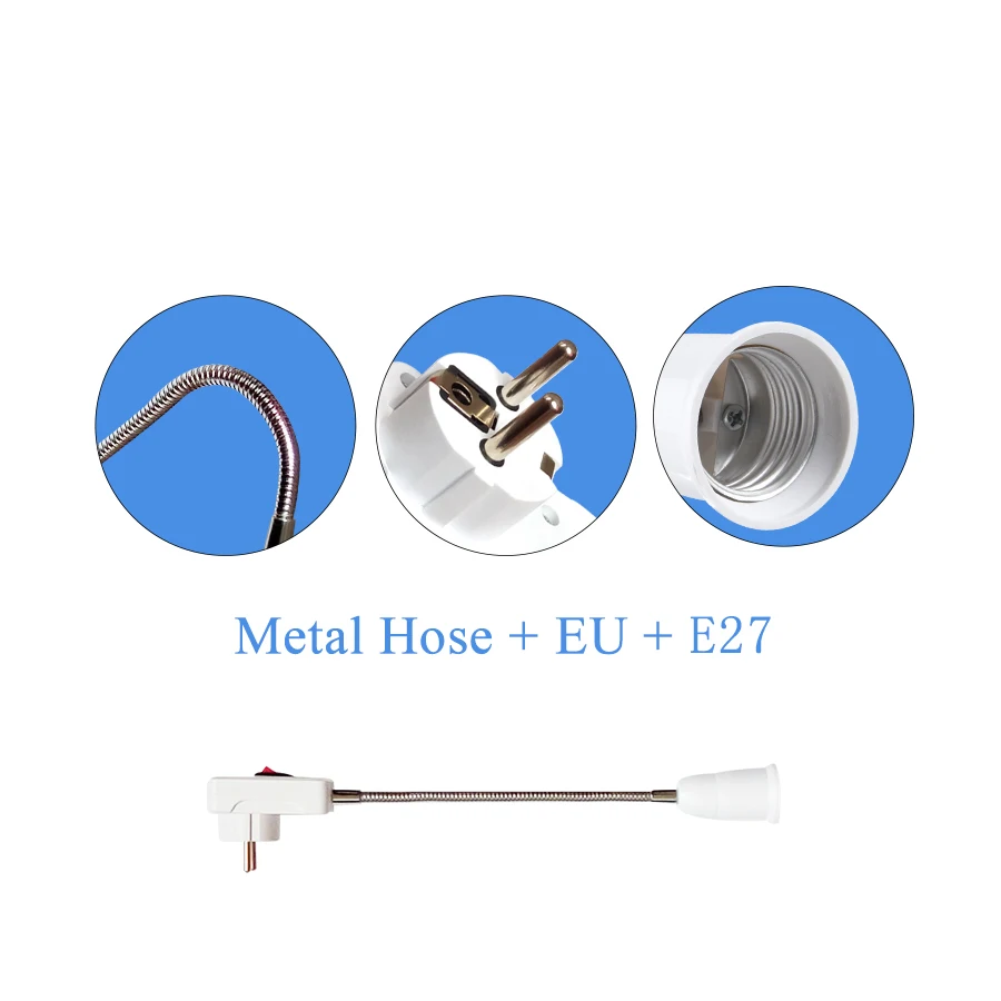 EU Plug EeeToo E27 лампа держатель База Ретро удлинитель конвертер гибкий держатель лампа Разъем E27 ЕС США Великобритания штекер с переключателем вкл/выкл адаптер - Цвет: EU Plug