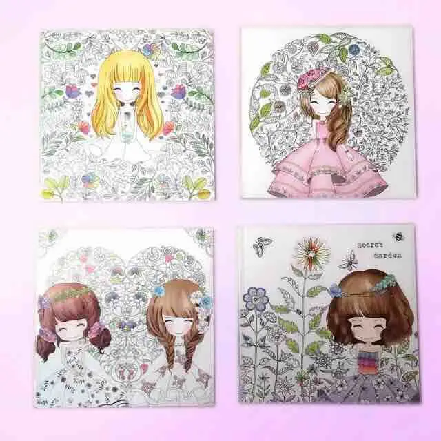 Книга раскраска для девочек 100 страниц секретная садовая книга снятия стресса и
