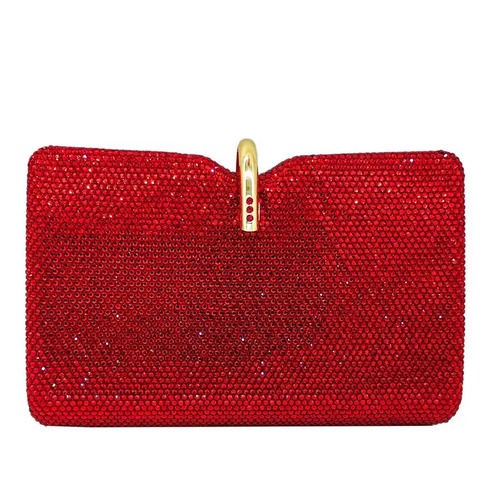 Red Crystal Bag Бутик De FGG ослепительно-серый женский вечерний клатч с кристаллами, сумочка и сумочка для свадебной вечеринки, клатч с бриллиантами для невесты - Цвет: Red Crystal Bag