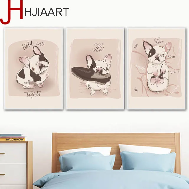 Dog Posters And Prints Wall Art Canvas Painting Nordic Poster Pictures Animal Pop Style Kids Decoration | Дом и сад