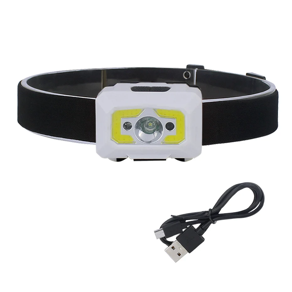 XPE+ COB головная лампа USB Перезаряжаемый Головной фонарь датчик движения тела Фара 3 Вт регулируемый угол фары Lanterna - Испускаемый цвет: White