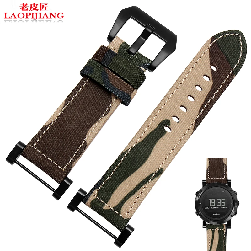 Laopijiang fit Suunto core Новая мода холст и кожаный ремешок часы для мужчин камуфляж ремень