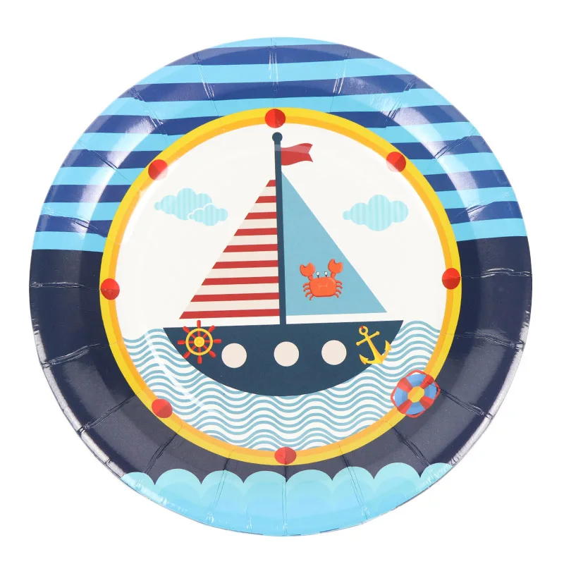 Plates X 6pcs 1 компл. Пиратские вечерние декоративный шар тарелка чашка Баннер Дети с днем рождения одноразовые наборы посуды детский душ свадебные принадлежности - Цвет: Plates X 6pcs