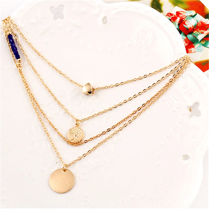 Женская Многослойная Блестящая круглая подвеска золотого цвета za Girly Bids ожерелье