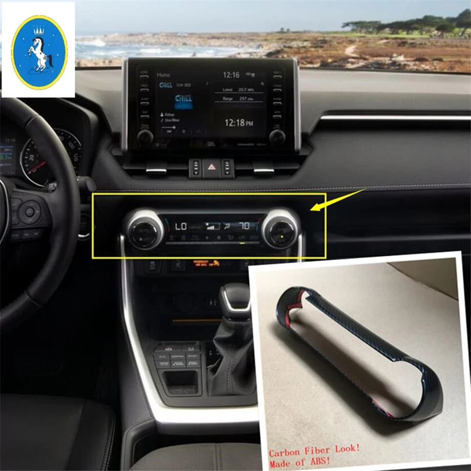 Yimaautotrim авто аксессуар центральный Кондиционер Переключатель переменного тока Накладка подходит для TOYOTA RAV4 RAV 4 углеродное волокно ABS