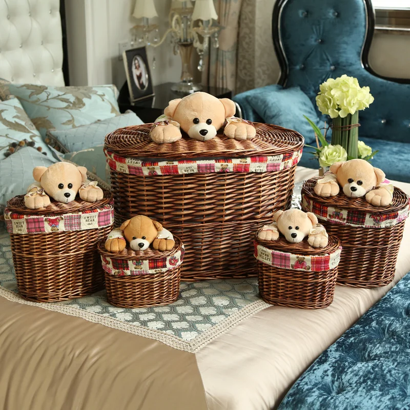 Домашний ротанговый медведь ведро для белья ивовая корзина хранения ящик одежды